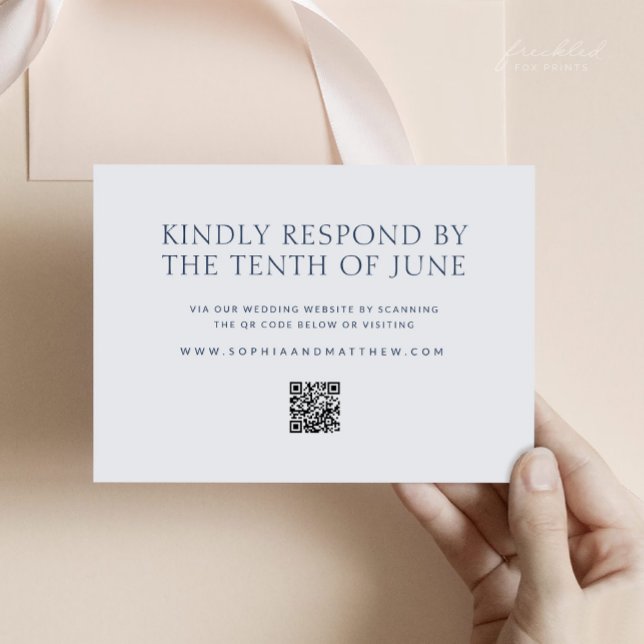 Minimalistiskt Bröllop OSA-kort med QR-kod OSA Kort (Minimalist Wedding RSVP Card with QR code)