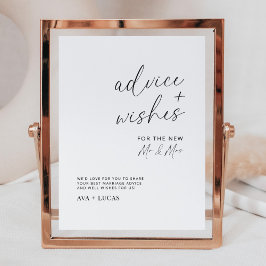 Minimalistiskt Bröllop-råd och Brunn Önskemål-teck Poster