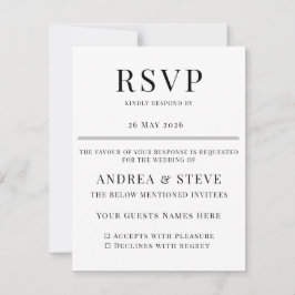 Minimalistiskt bröllop RSVP-kort | Elegant klassik OSA Kort