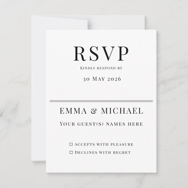 Minimalistiskt bröllop RSVP-kort | Elegant rediger (Framsida)