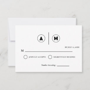 Minimalistiskt bröllop RSVP-kort Enkelt svart & Inbjudningar