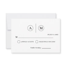 Minimalistiskt bröllop RSVP-kort | Enkelt svart &