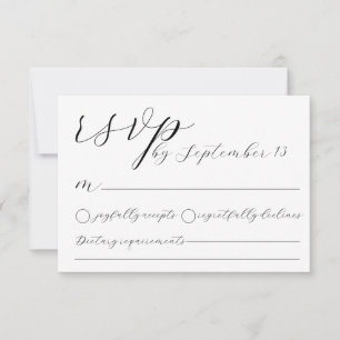 Minimalistiskt bröllop RSVP-kort Enkelt svart & Inbjudningar
