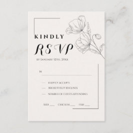 Minimalistiskt bröllop RSVP-kort med blomsterlinje OSA Kort