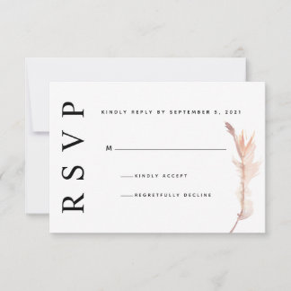 Minimalistiskt bröllop RSVP-kort med Blush Pampas OSA Kort