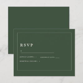 Minimalistiskt bröllop RSVP-kort Mörkgrönt Elegant OSA Kort