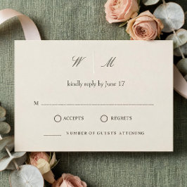 Minimalistiskt bröllop RSVP-kort, neutral ton desi OSA Kort