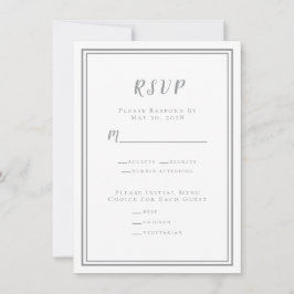 Minimalistiskt bröllop RSVP Meny Grå & Vit