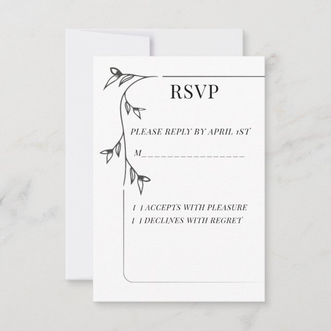 Minimalistiskt bröllop RSVP-svarskort OSA Kort (Framsida)