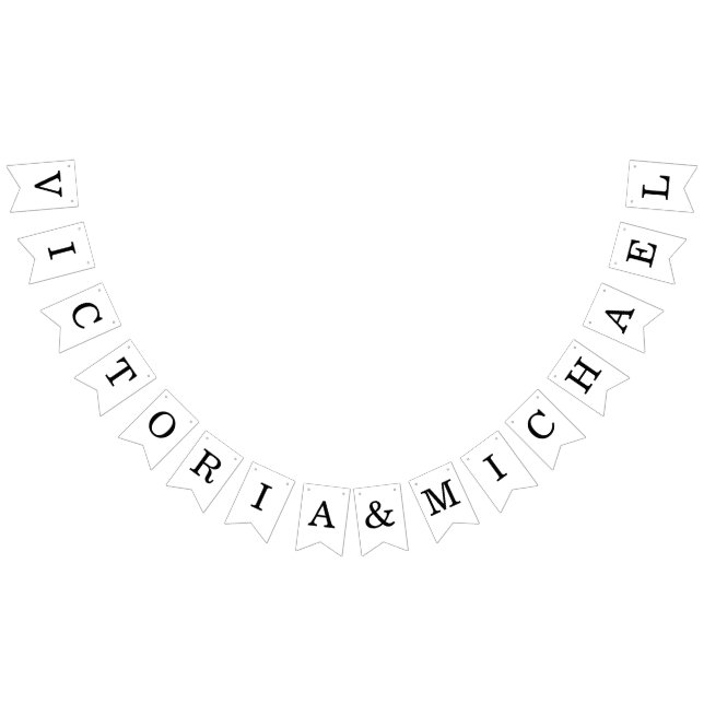 Minimalistiskt Bröllop Simple Black and White Namn Vimplar (Alla)