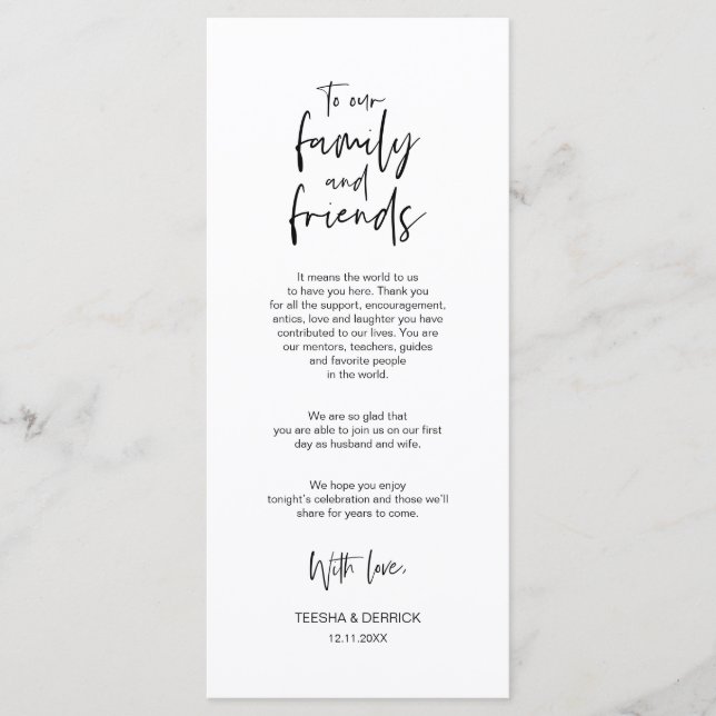 Minimalistiskt, Bröllop Ställe sätter in tackkort Program (Framsida)