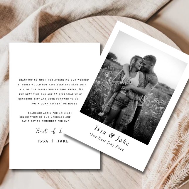 Minimalistiskt bröllop tack-kort med foto inbjudningar (Skapare uppladdad)
