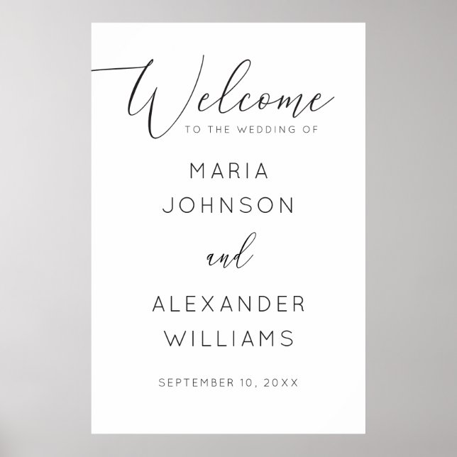 Minimalistiskt Bröllop | Välkomsthälsning för svar Poster (Framsidan)