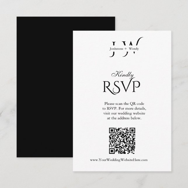 Minimalistiskt bröllops QR-kod RSVP-kort OSA Kort (Fram/baksida)