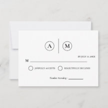Minimalistiskt bröllops-svarskort | Enkelt svart &