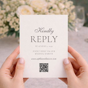 Minimalistiskt bröllops-svarskort med QR-kod Inbjudningar