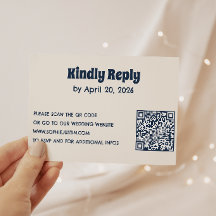 Minimalistiskt bröllops-svarskort med QR-kod