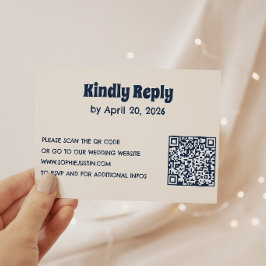 Minimalistiskt bröllops-svarskort med QR-kod OSA Kort