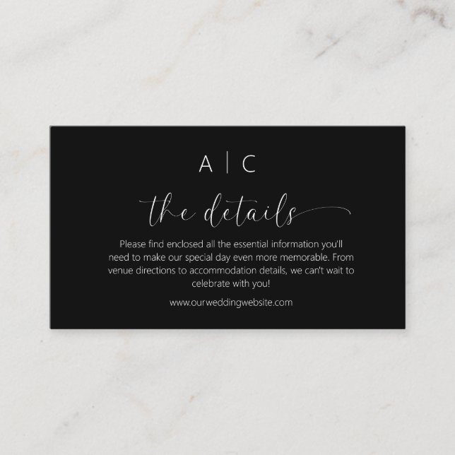 Minimalistiskt bröllopsdetaljer bifogad kort (Framsida)