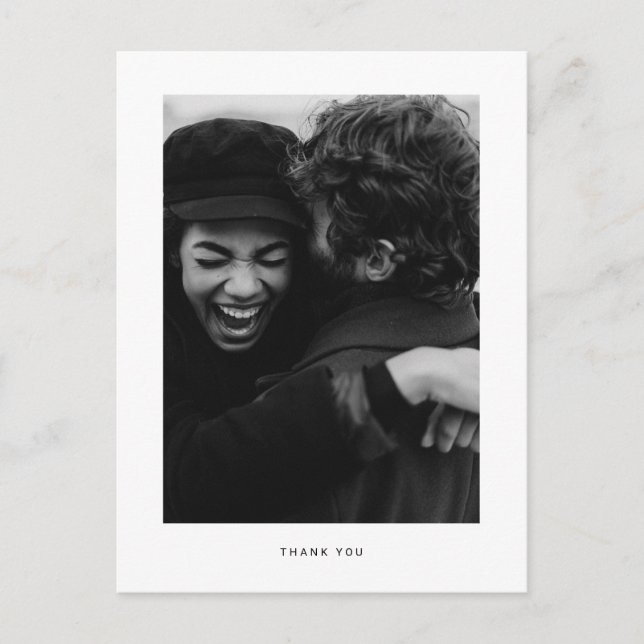 Minimalistiskt bröllopsfoto tack-kort vykort (Framsida)