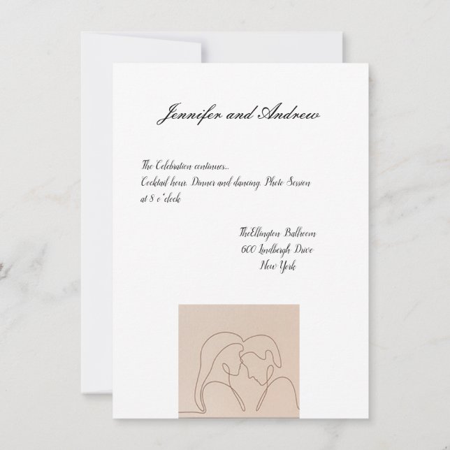 Minimalistiskt bröllopsinbjudan meddelande (Baksida)