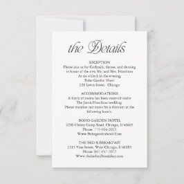 Minimalistiskt bröllopsinformationskort för detalj OSA kort