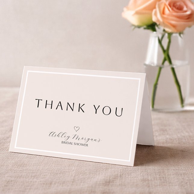 Minimalistiskt bröllopskort tack | Modernt skrivsä Kort (Bridal Shower Thank You Card)