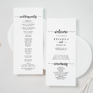 Minimalistiskt Bröllopsprogram för calligrafi Program