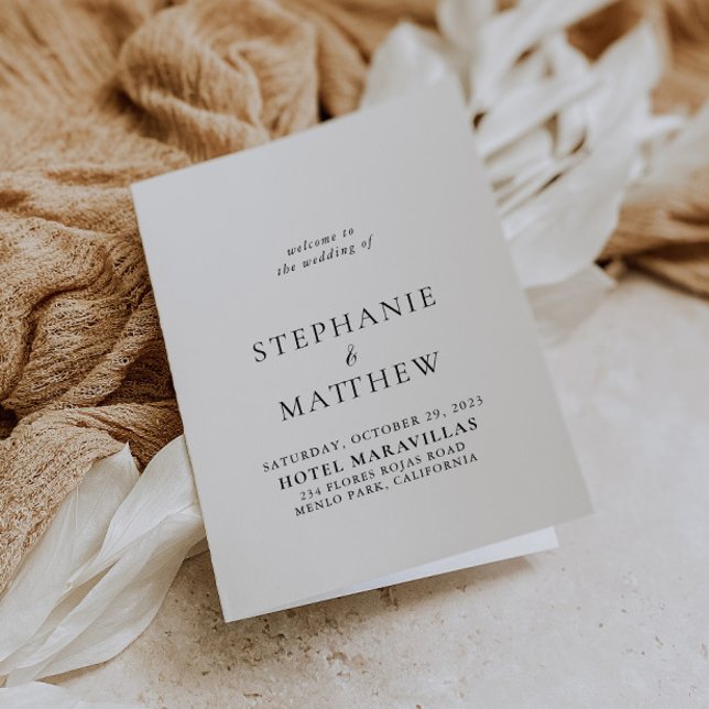 Minimalistiskt Bröllopsprogram med calligrafi i si Program (Skapare uppladdad)