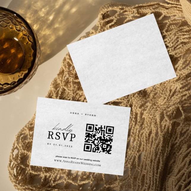 Minimalistiskt bröllopssvar med QR-kod Tilläggskort (Skapare uppladdad)