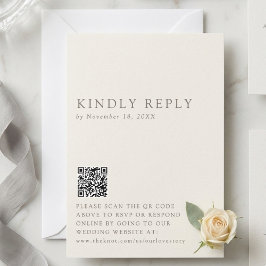 Minimalistiskt bröllopssvar Online QR-kod Taupe OSA Kort