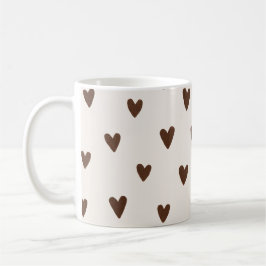 Minimalistiskt Brunt Hjärtmönster | Estetiskt Neut Kaffemugg