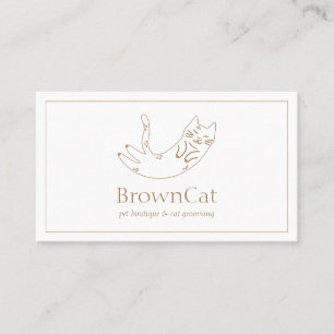 Minimalistiskt brunt katt Teckning-design för husd Visitkort