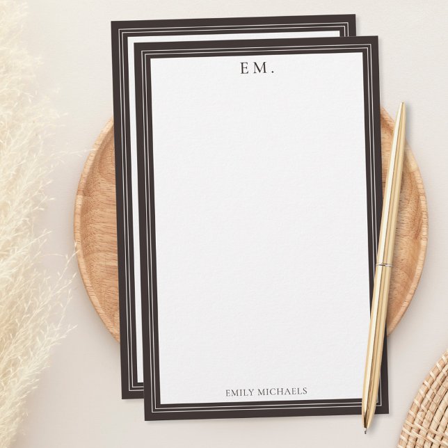 Minimalistiskt brunt monogram brevpapper (Skapare uppladdad)