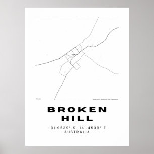 Minimalistiskt brutet Backe Karta med koordinater Poster