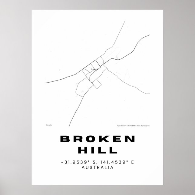 Minimalistiskt brutet Backe Karta med koordinater Poster (Framsidan)