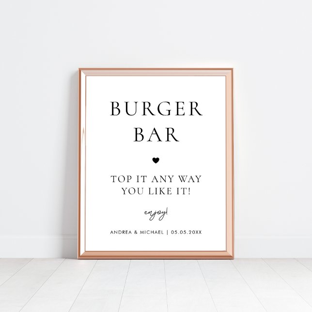 Minimalistiskt Burger Pub Bygger ditt eget Bröllop Poster (Skapare uppladdad)