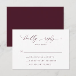 Minimalistiskt Burgundy-Bröllop OSA-kort OSA Kort