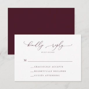Minimalistiskt Burgundy-Bröllop OSA-kort OSA Kort