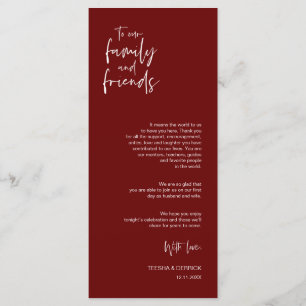 Minimalistiskt Burgundy, ett tackkort för att du h Program