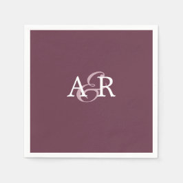 Minimalistiskt Burgundy, första Monogram Bröllop Pappersservett