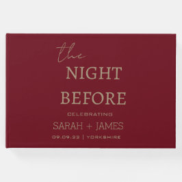 Minimalistiskt Burgundy Guld natten före Bröllop Gästböcker
