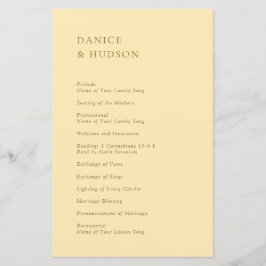 Minimalistiskt Butter Gult Modern Bröllopsprogram