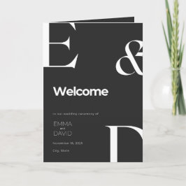 Minimalistiskt Ca-Bröllopsprogram för svartvitt Program