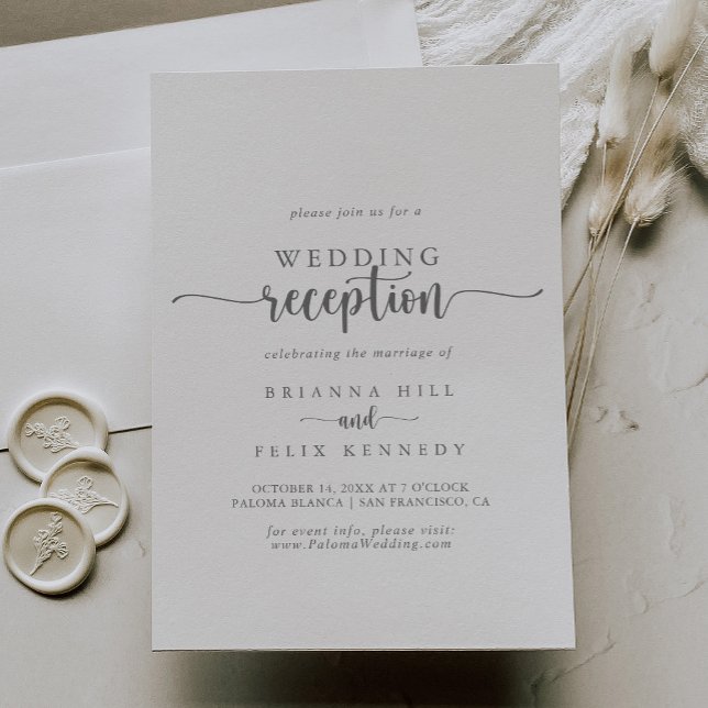 Minimalistiskt calligrafi av Silver-bröllop Inbjudningar (Skapare uppladdad)