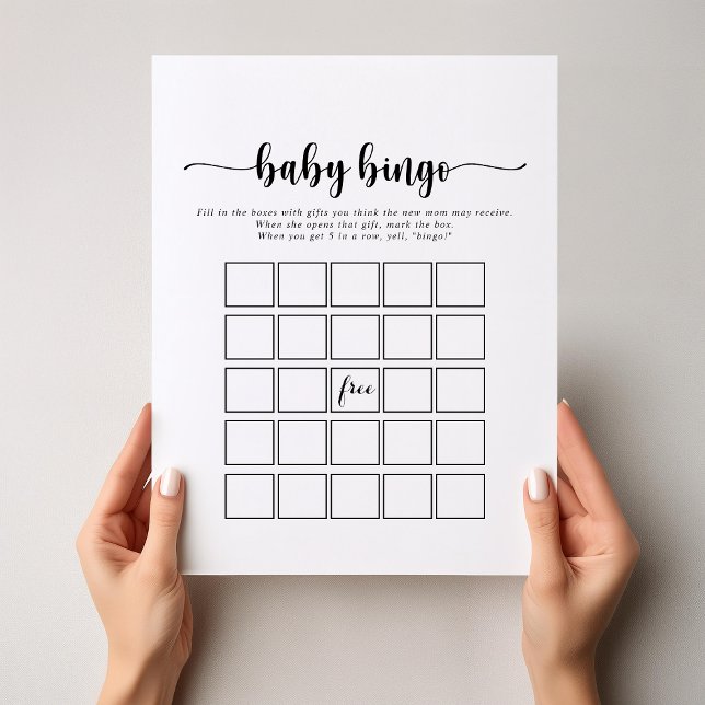 Minimalistiskt calligrafi Baby Bingo Shower Game (Skapare uppladdad)