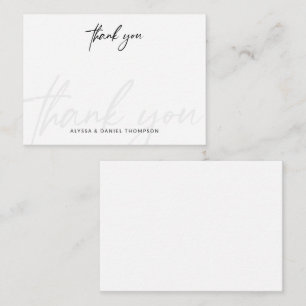Minimalistiskt calligrafi, enkelt Bröllop tack Anteckningskort