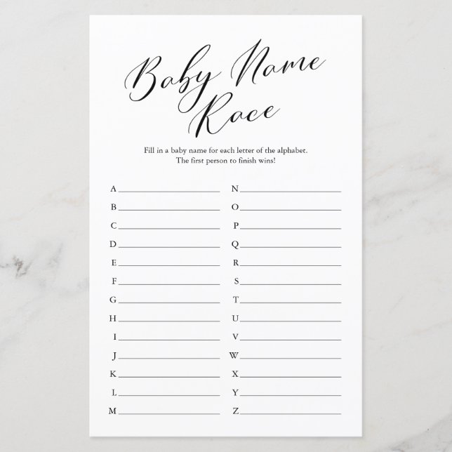 Minimalistiskt calligrafi Namn Tävling babykläder (Framsida)