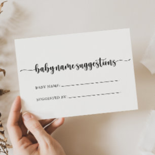 Minimalistiskt Calligraphy Baby Namn-förslagskort Visitkort