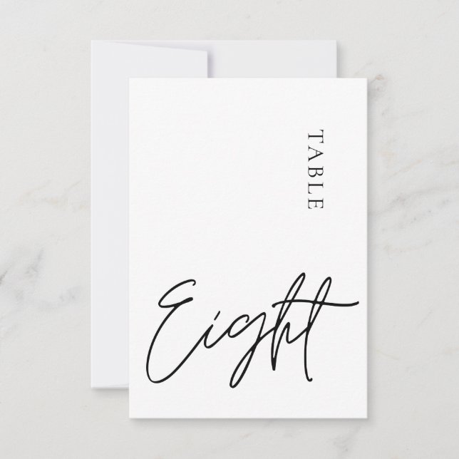 Minimalistiskt Calligraphy Bord åttaBordsnummer Inbjudningar (Framsida)